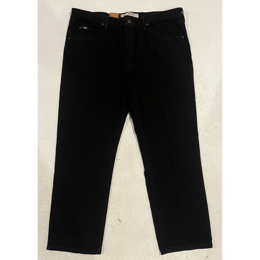 Mens NWT Lee Double Black Regular Fit Straight Leg Jeans Comfort Stretch 42x30